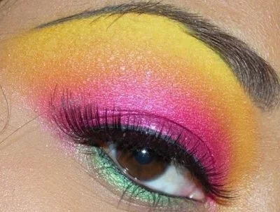 red hair violet eyes
 on Crazy summer look with yellow, pink, purple and green eyeshadows ...