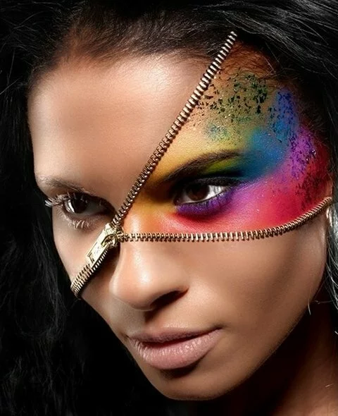 creative zipper revealing rainbow eye makeup 2014